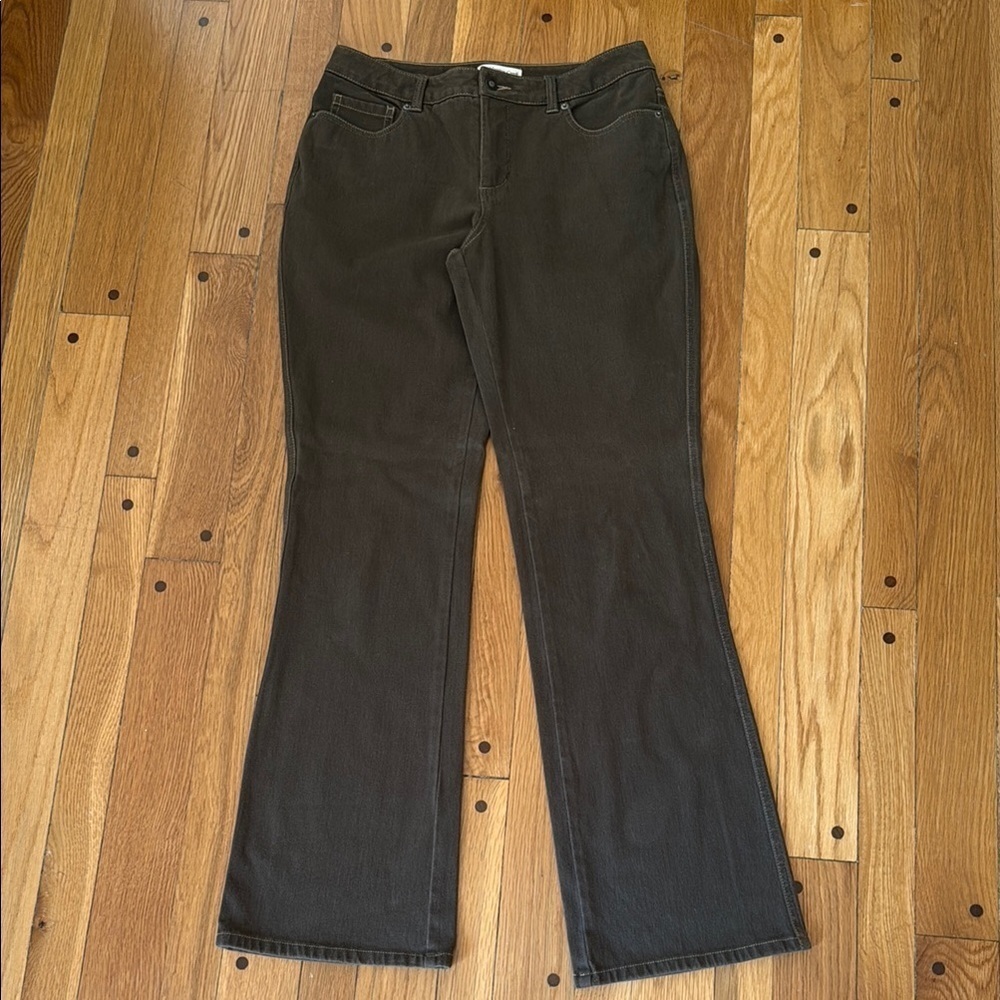 Coldwater Creek Olive Green Boot Cut Pants Jeans Women's 8 Cotton Spandex